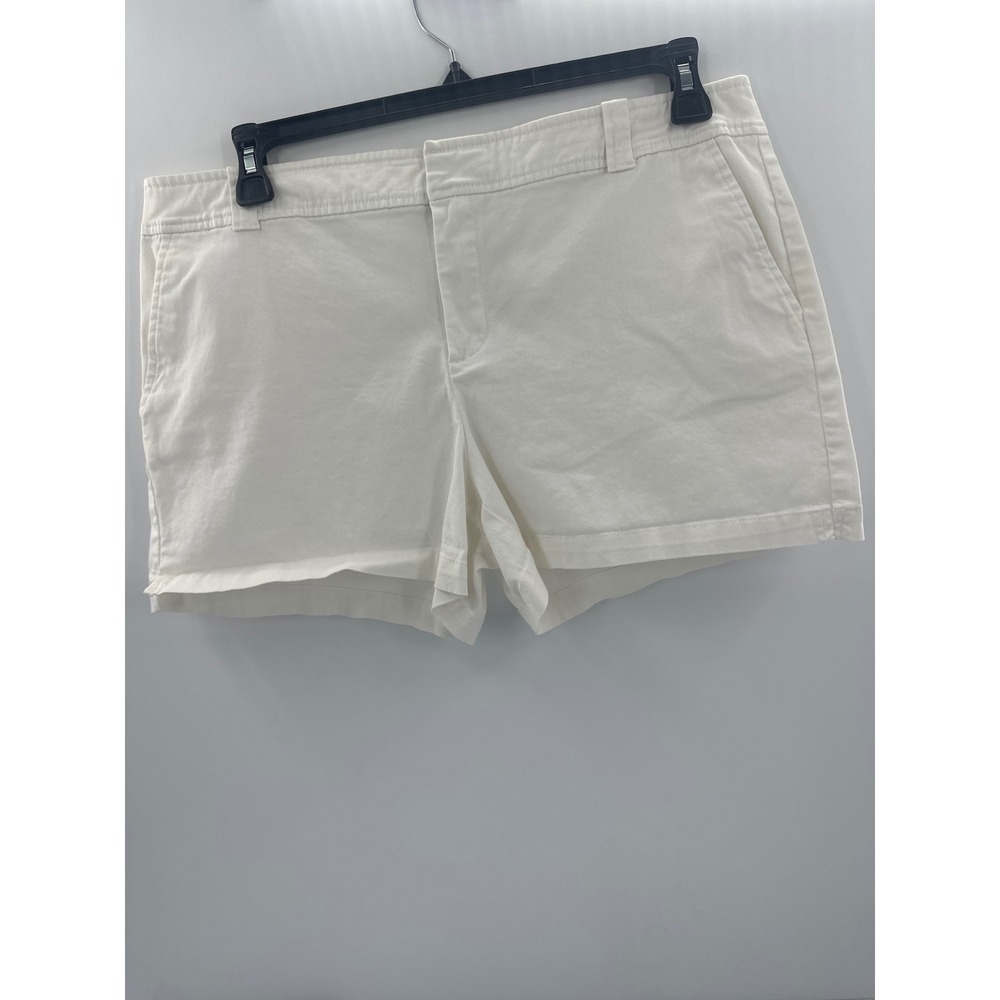 New‎ York & Company Womens White Chino Shorts Size 14 Cotton Blend Casual Summer